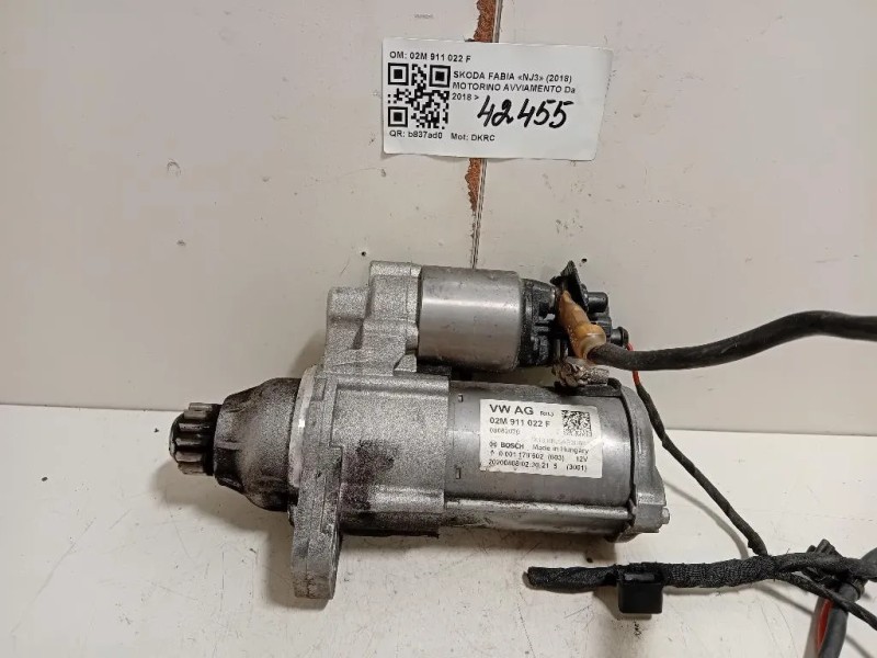 Motorino Avviamento 02M 911 022 F Skoda Fabia NJ3 2018