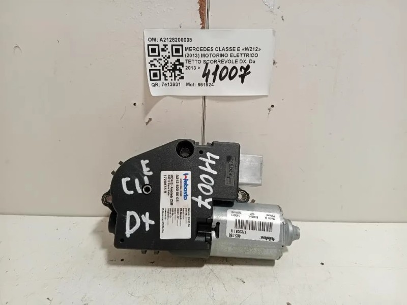 Motorino Elettrico Tetto Scorrevole DX A2128200008 Mercedes Classe E W212 2013