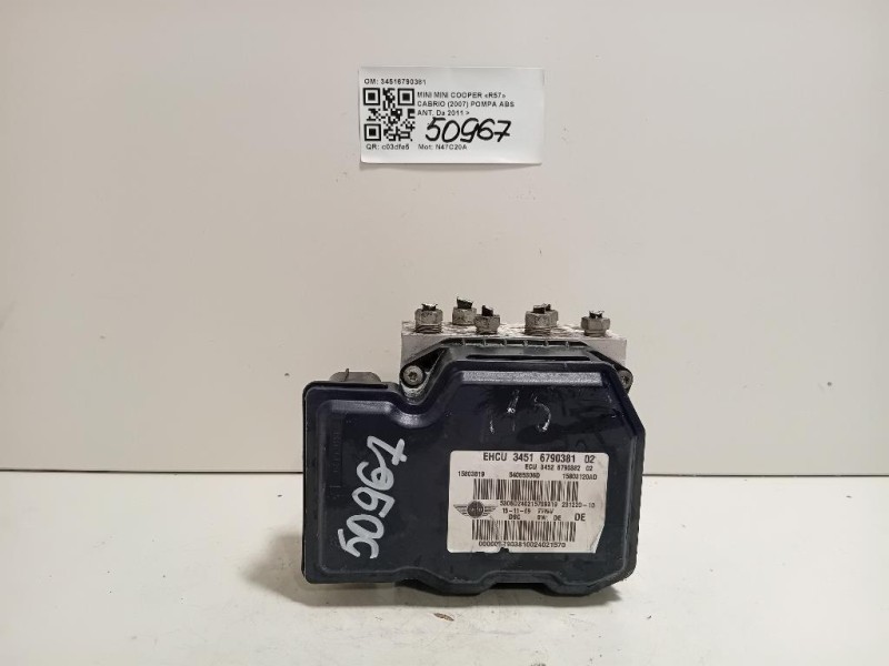 Pompa ABS ANT 34516790381 Mini MINI Cooper R57 Cabrio 2007