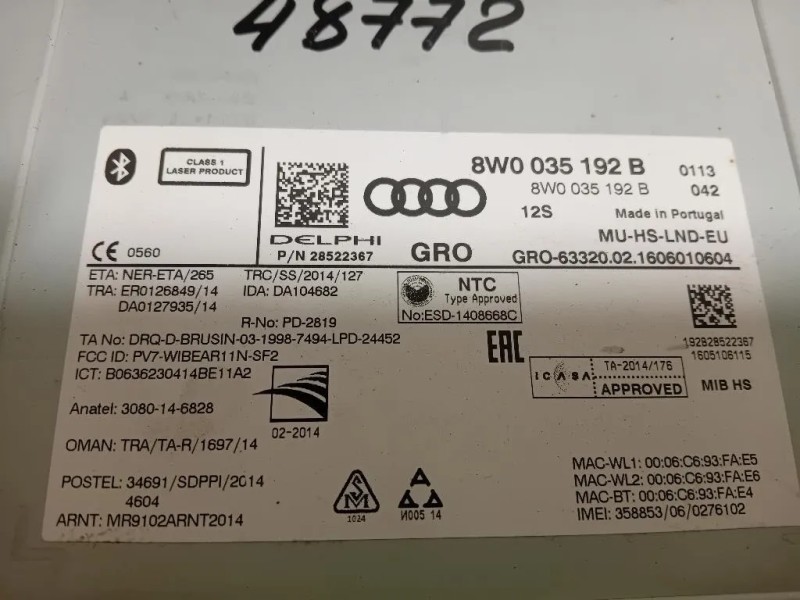 Navigatore Satellitare 8W0035192 Audi A4 8W2 2015