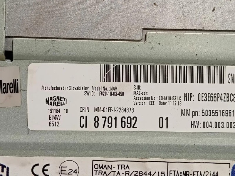 Navigatore Satellitare 8791692 Bmw Serie 5 F10 Berlina 2012