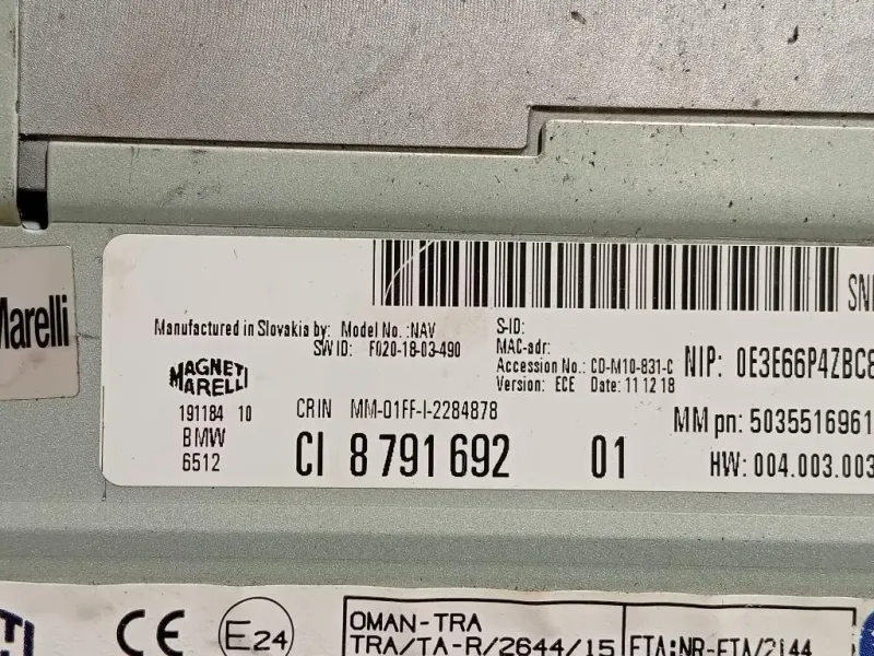 Navigatore Satellitare 8791692 Bmw Serie 5 F10 Berlina 2012