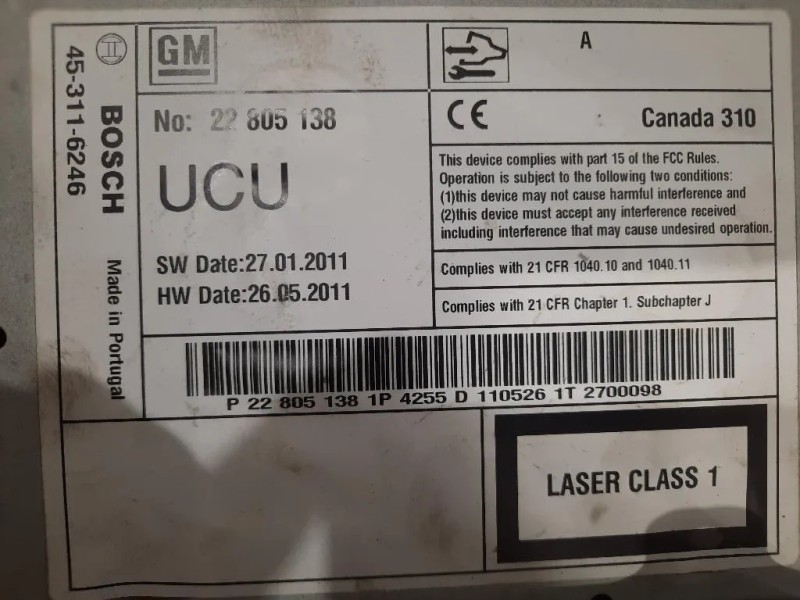 Navigatore Satellitare 45-311-6246 Chevrolet Orlando 2011