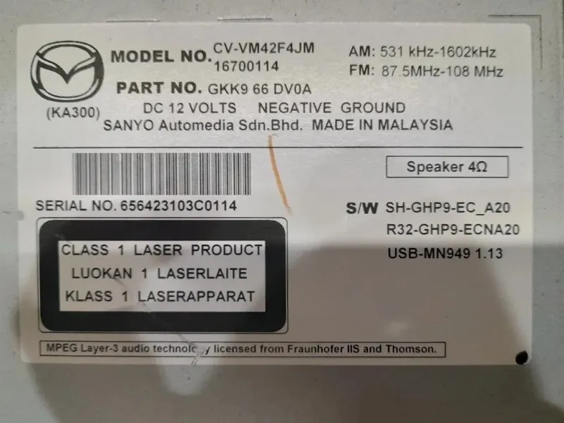 Navigatore Satellitare GKK966DV0A Mazda CX5 I 2012