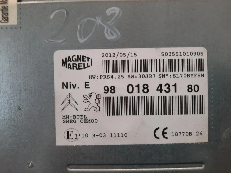 Navigatore Satellitare 9801843180 MODULO Peugeot 208 I 2012