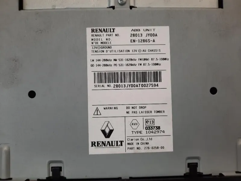 Navigatore Satellitare 28013JY00A MODULO Renault Koleos I 2008