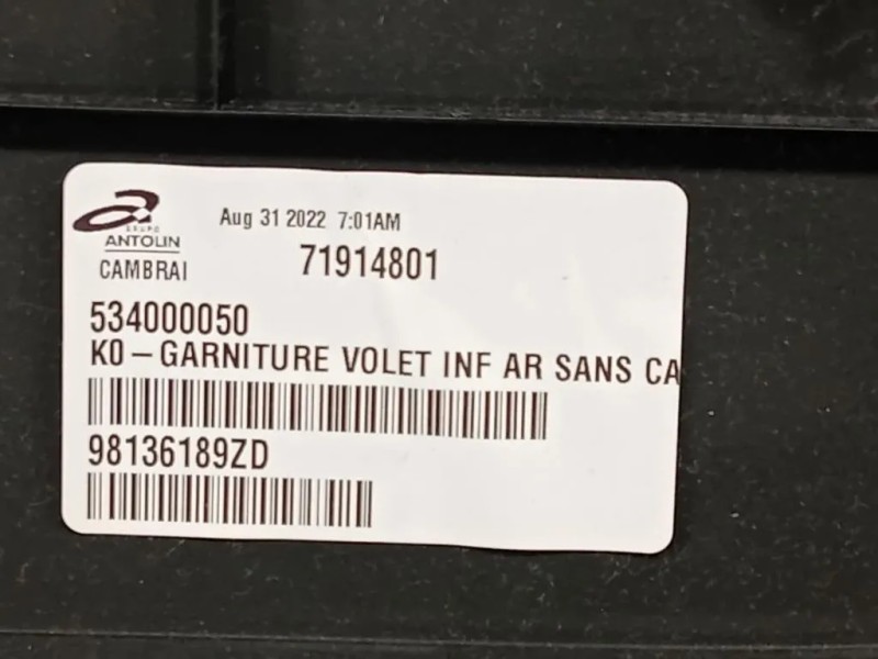 Pannello Copertura Portello POST 98102346 Toyota Proace CITY 2019