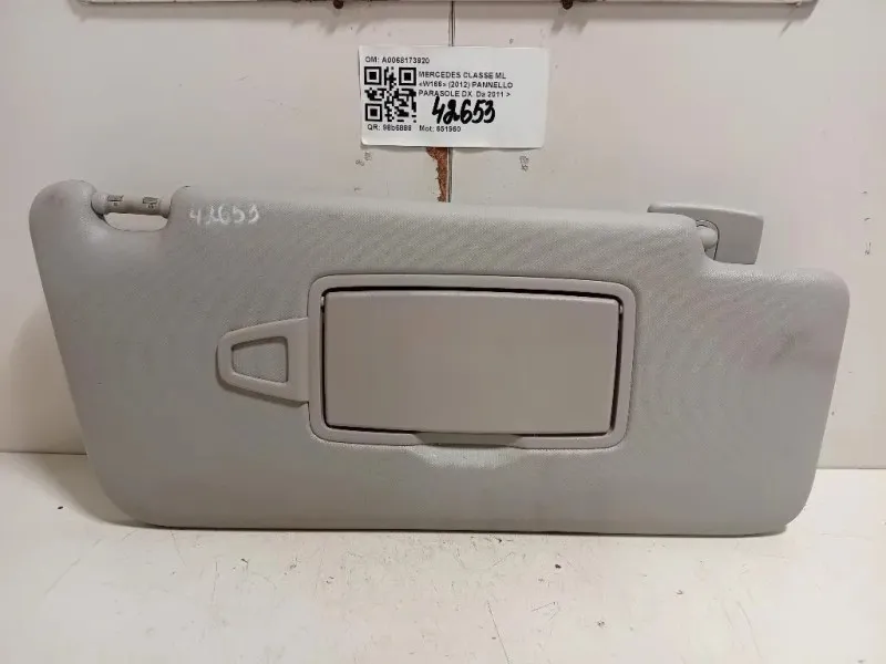 Pannello Parasole DX A0068173920 Mercedes Classe ML W166 2012
