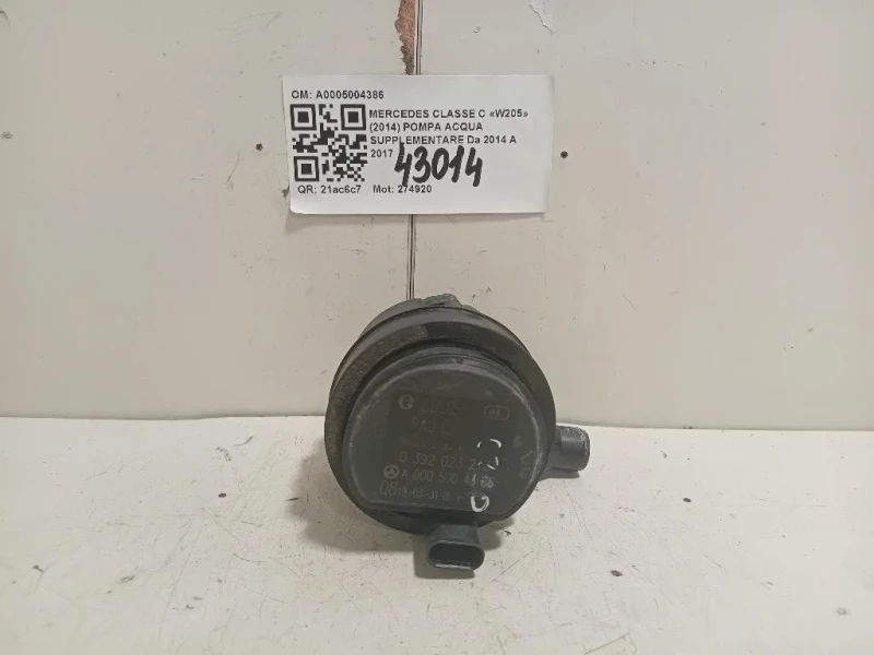 Pompa Acqua Supplementare A0005004386 Mercedes Classe C W205 2014