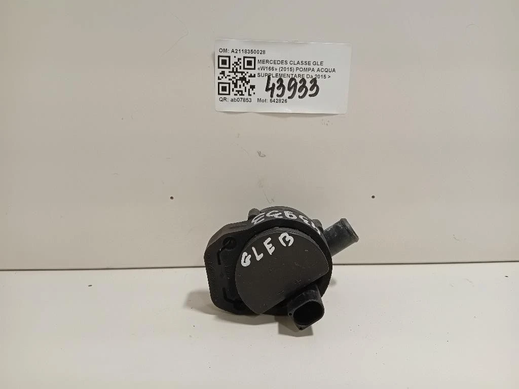 Pompa Acqua Supplementare A2118350028 Mercedes Classe GLE W166 2015