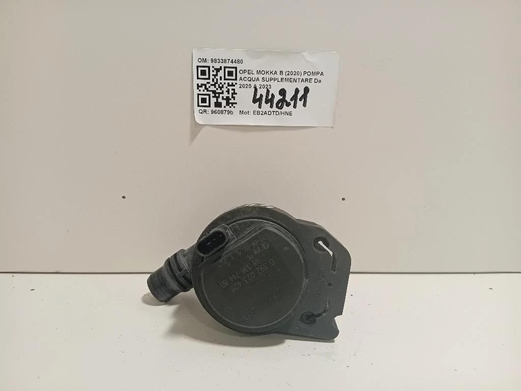 Pompa Acqua Supplementare 9833874480 Opel Mokka B 2020