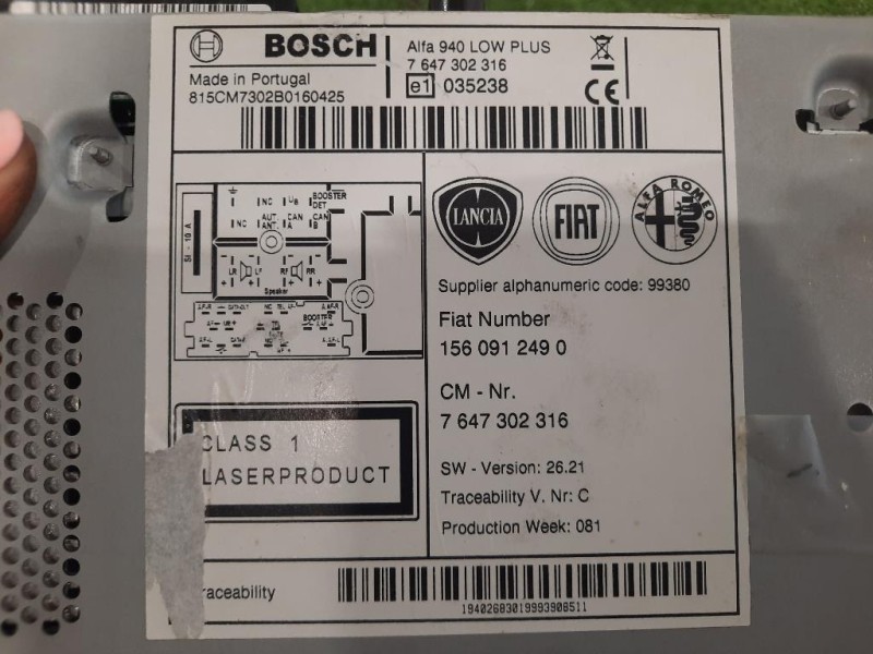 Unità Autoradio PN035238 Alfa Romeo Giulietta 2010