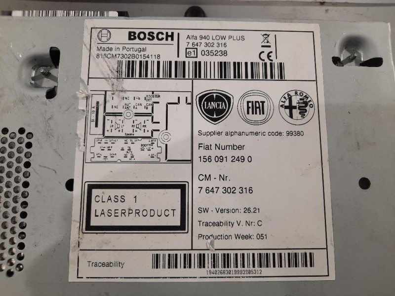 Unità Autoradio 7647302316 Alfa Romeo Giulietta 2010