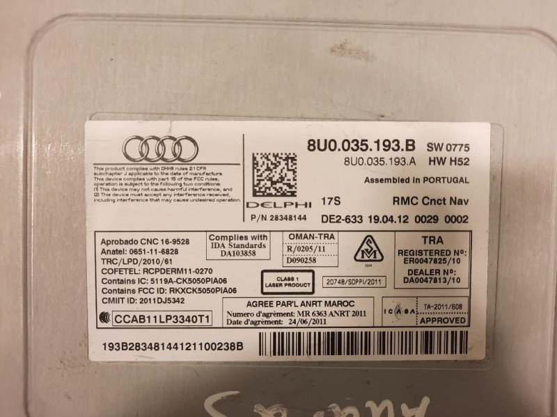 Unità Autoradio 8U0035193B Audi Q3 8UB 2012