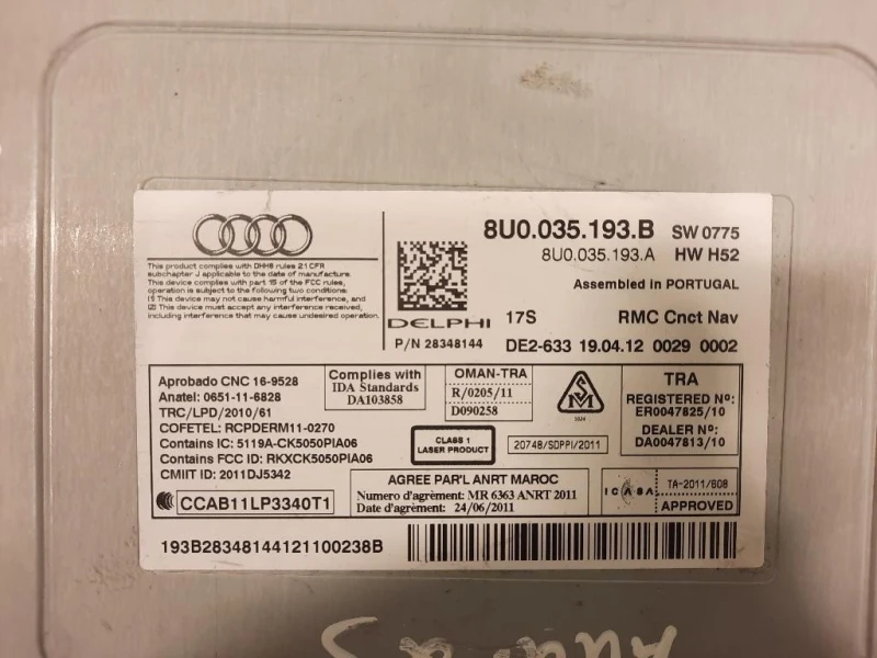 Unità Autoradio 8U0035193B Audi Q3 8UB 2012