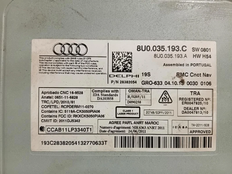 Unità Autoradio 8U0035193C Audi Q3 8UB 2012