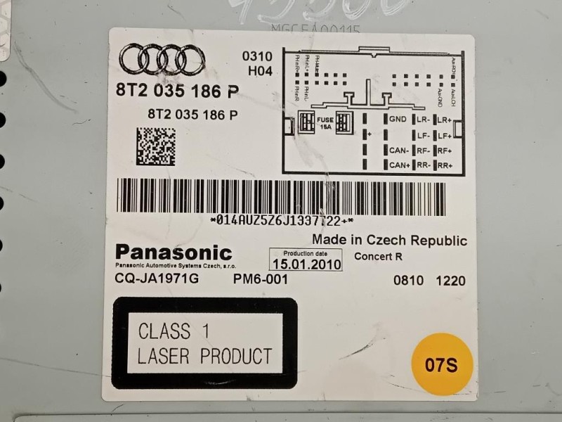 Unità Autoradio 8T2 035 186 P Audi Q5 8RB 2012