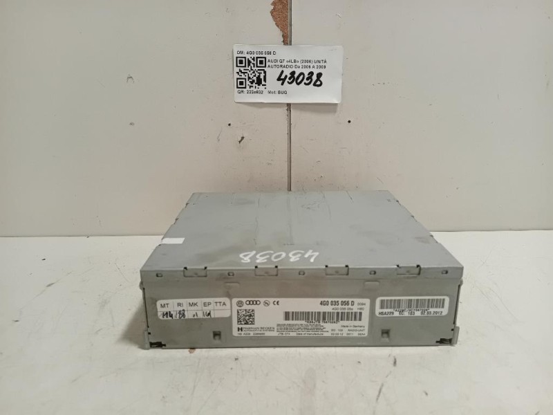 Unità Autoradio 4G0035056D Audi Q7 4LB 2006