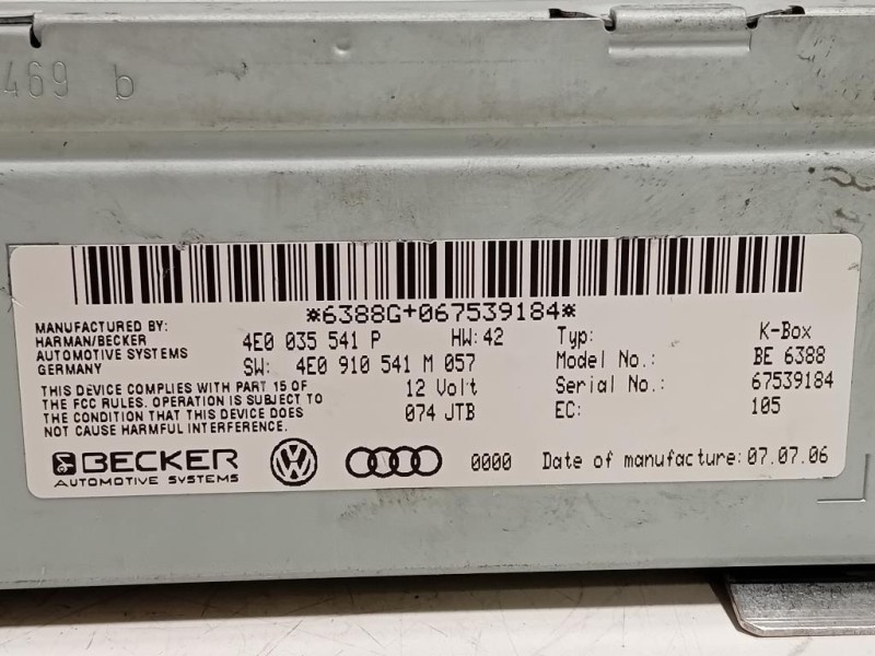Unità Autoradio 4E0 035 514 P Audi Q7 4LB 2006