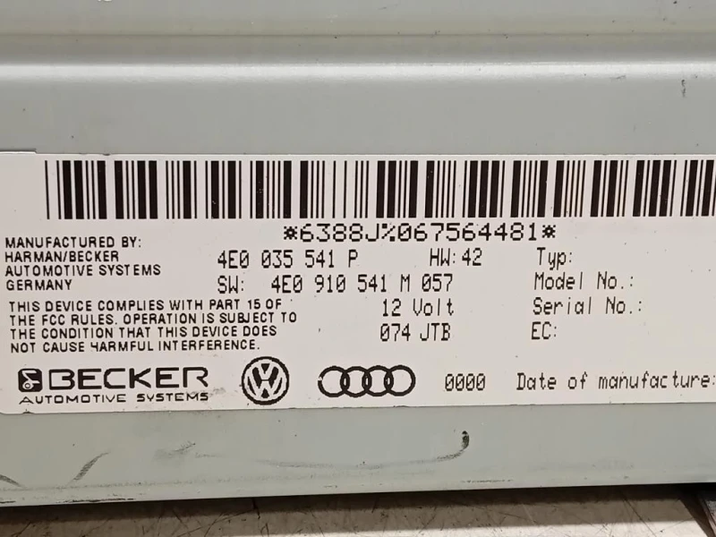 Unità Autoradio 4E0 035 541 P Audi Q7 4LB 2006