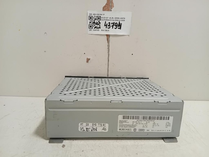 Unità Autoradio 4E0 035 541 P Audi Q7 4LB 2006