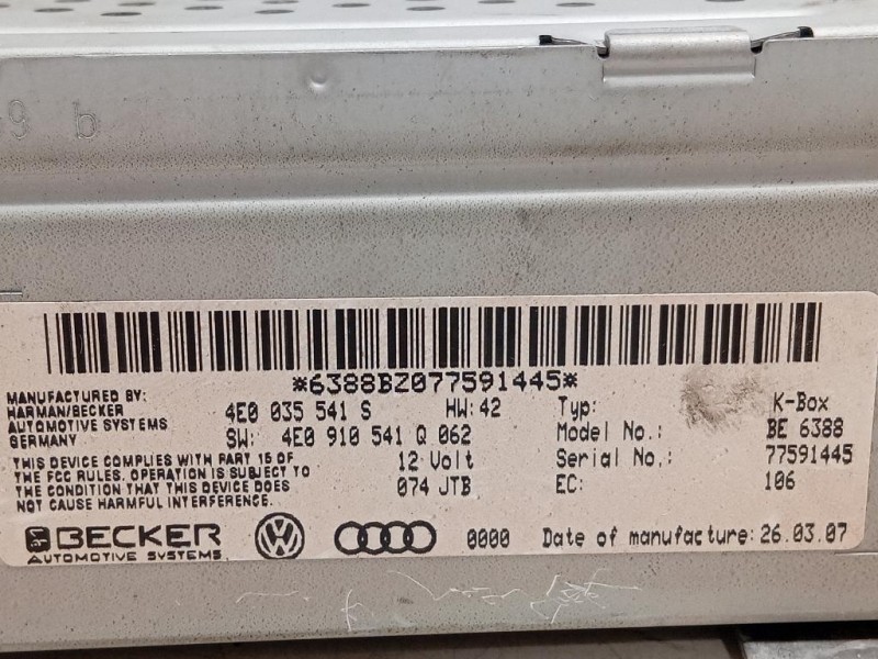 Unità Autoradio 4E0035541S Audi Q7 4LB 2006