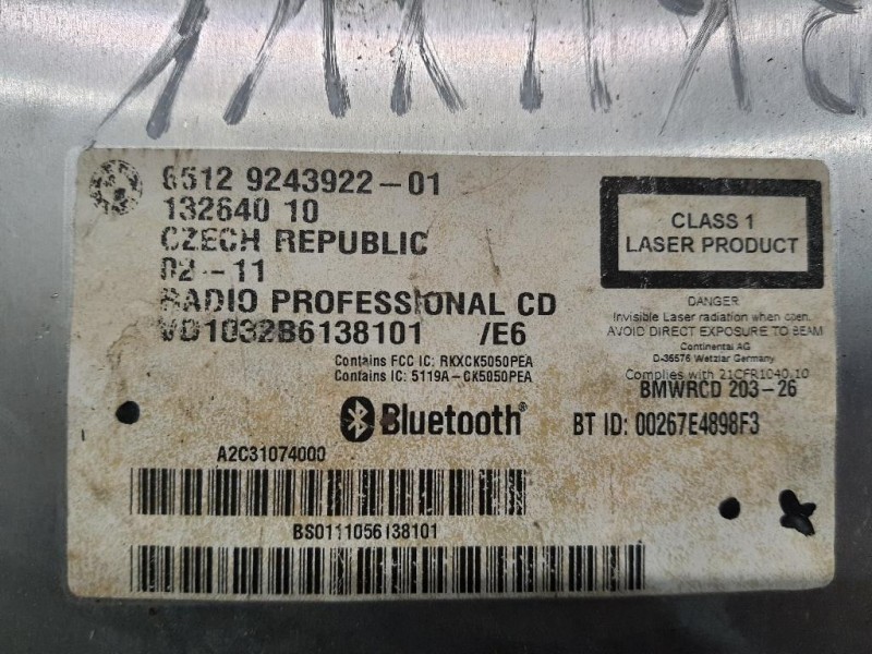 Unità Autoradio 65129243922 Bmw Serie 1 E87 Berlina 2005