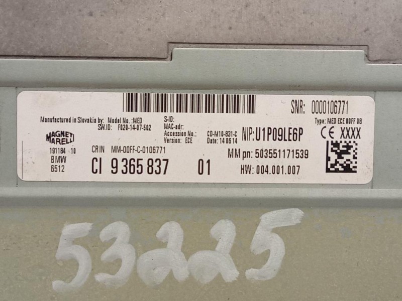 Unità Autoradio 9365837 Bmw Serie 1 F20 Berlina 2012