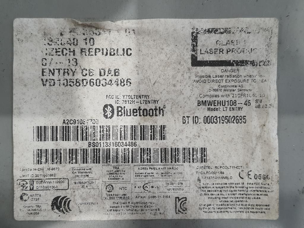 Unità Autoradio 65129437388 Bmw Serie 1 F20 Berlina 2015