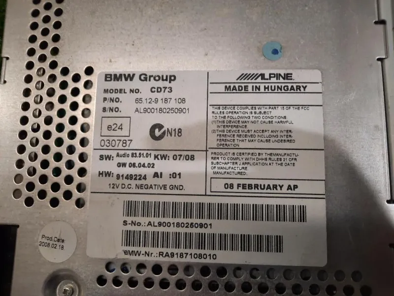 Unità Autoradio 65129187108 Bmw Serie 3 E90 Berlina 2005