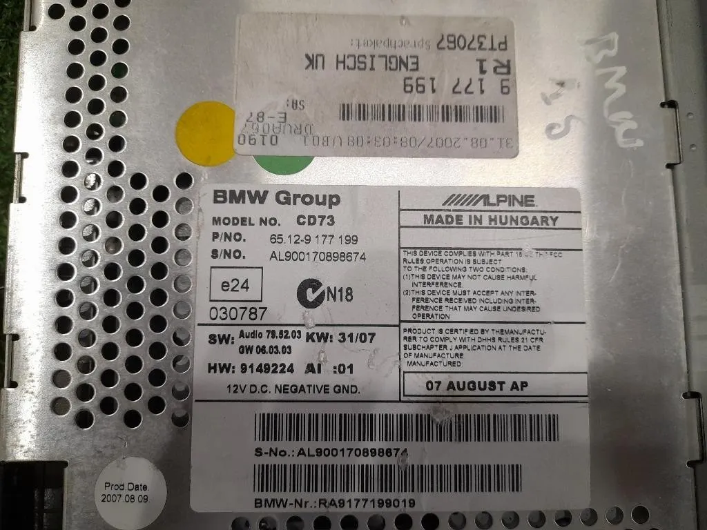 Unità Autoradio 9177199 Bmw Serie 3 E91 Touring 2005