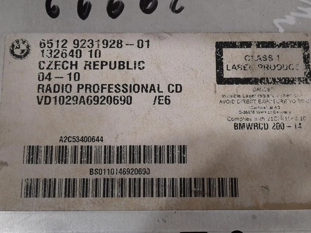 Unità Autoradio 65129231928-01 Bmw Serie 3 E92 Coupe 2007