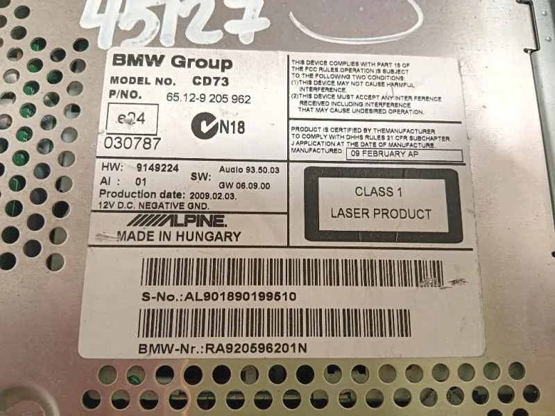 Unità Autoradio 65129205962 Bmw Serie 3 E92 Coupe 2007