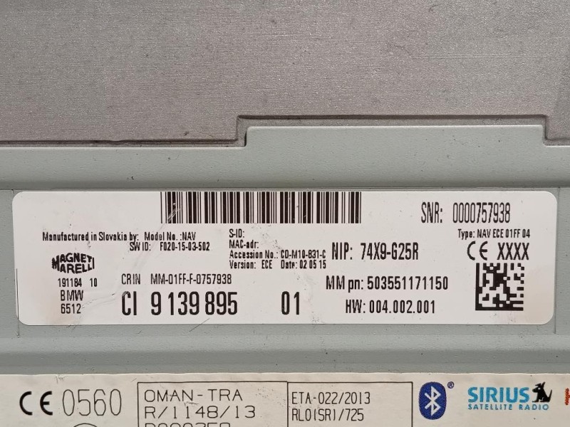 Unità Autoradio 503551171150 Bmw Serie 3 F30 Berlina 2012