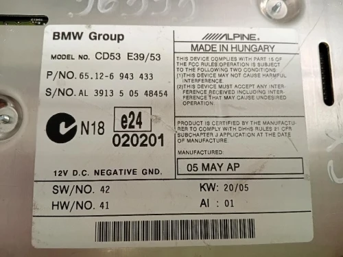 Unità Autoradio 6512-6 943 433 Bmw X5 E53 2000