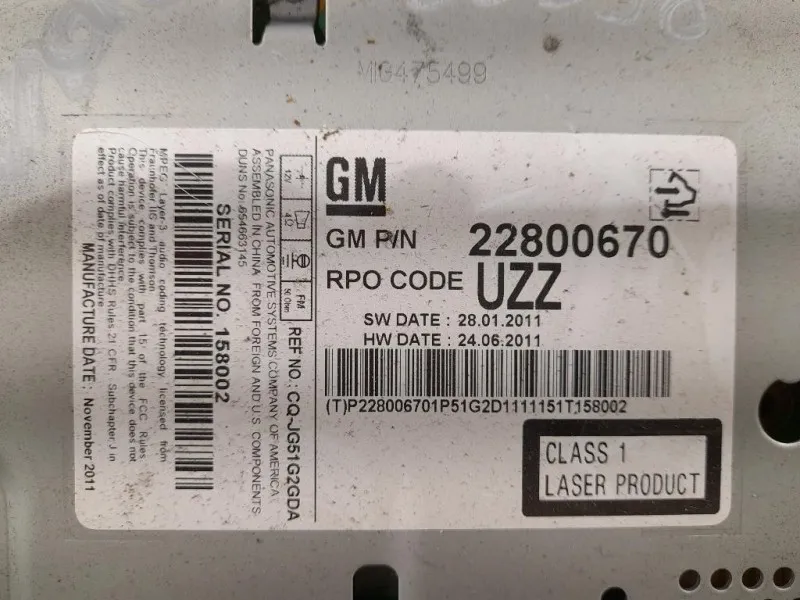 Unità Autoradio 22800670 Chevrolet Orlando 2011