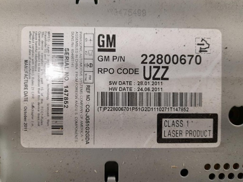 Unità Autoradio 22800670 Chevrolet Orlando 2011