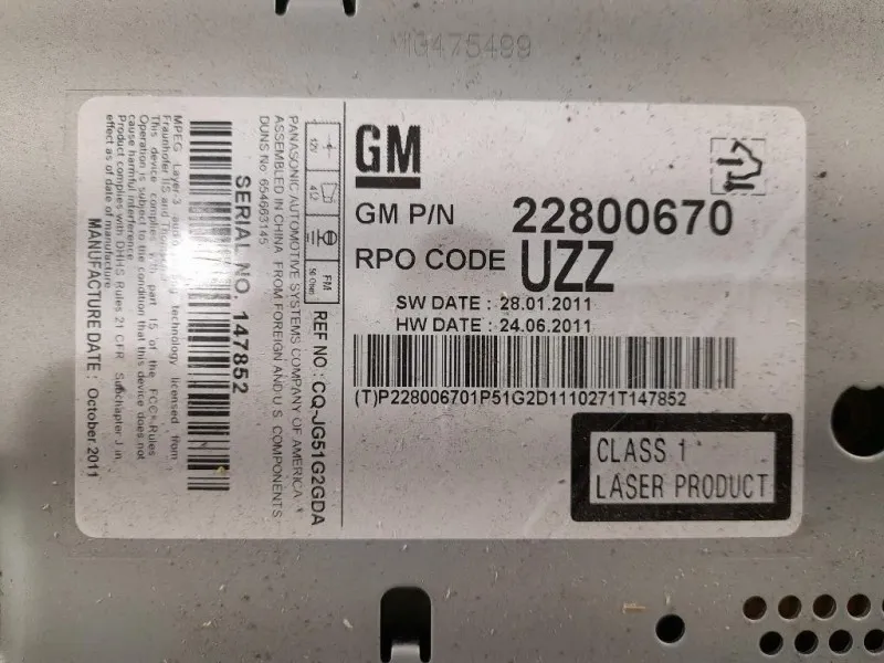 Unità Autoradio 22800670 Chevrolet Orlando 2011