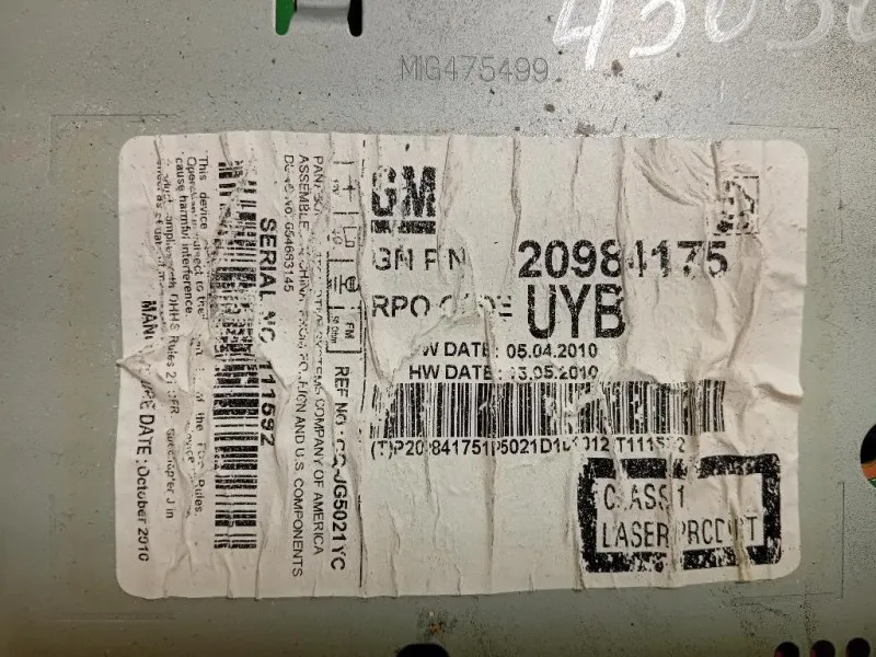 Unità Autoradio 20984175 Chevrolet Orlando 2011