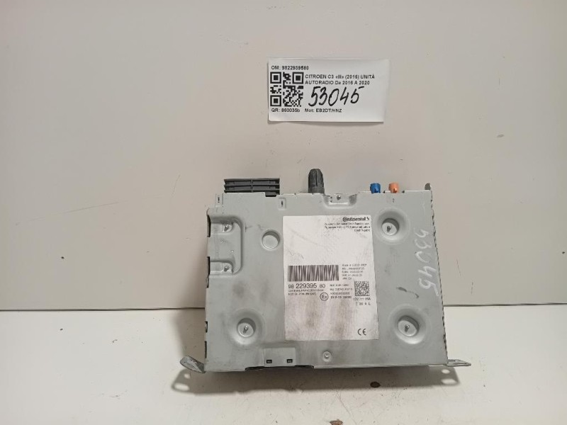 Unità Autoradio 9822939580 Citroen C3 III 2016