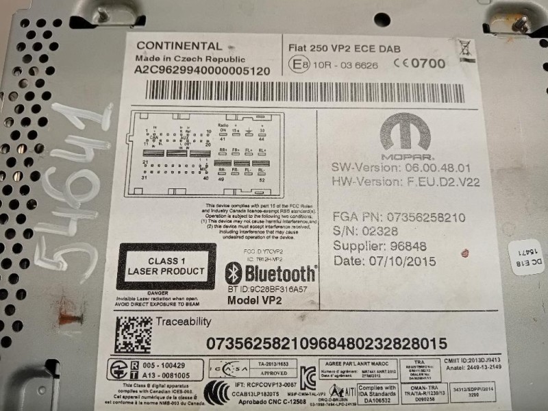 Unità Autoradio 07356258210 Citroen Jumper III 2014