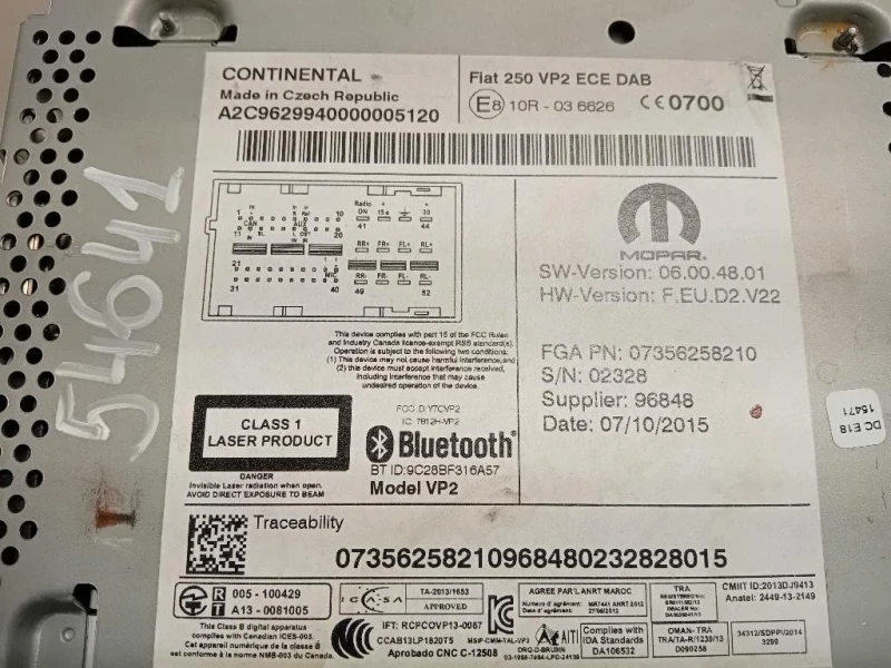 Unità Autoradio 07356258210 Citroen Jumper III 2014