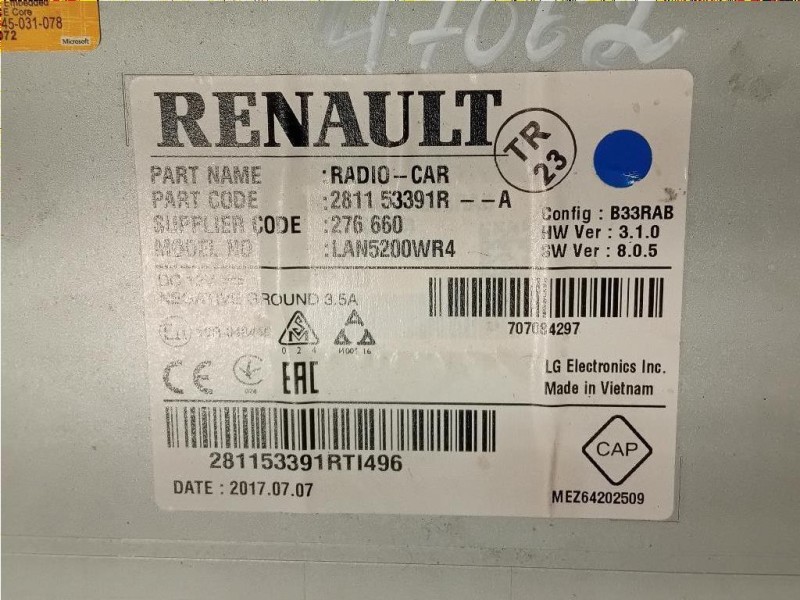 Unità Autoradio 281153391R Dacia Duster I 2014