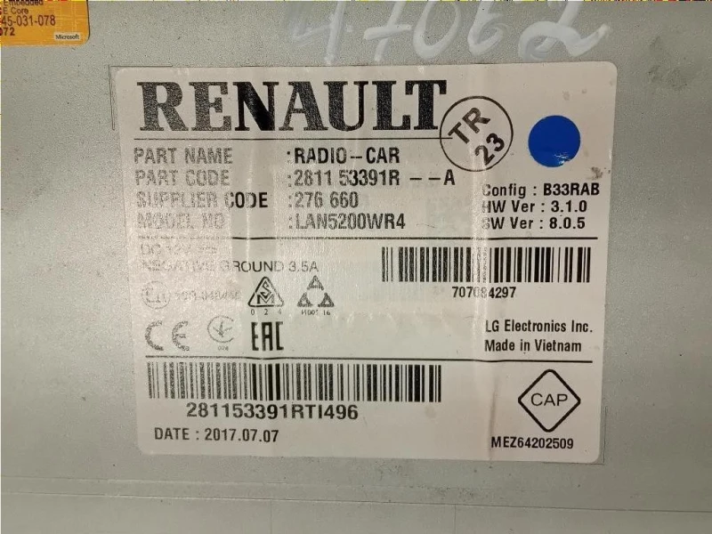 Unità Autoradio 281153391R Dacia Duster I 2014