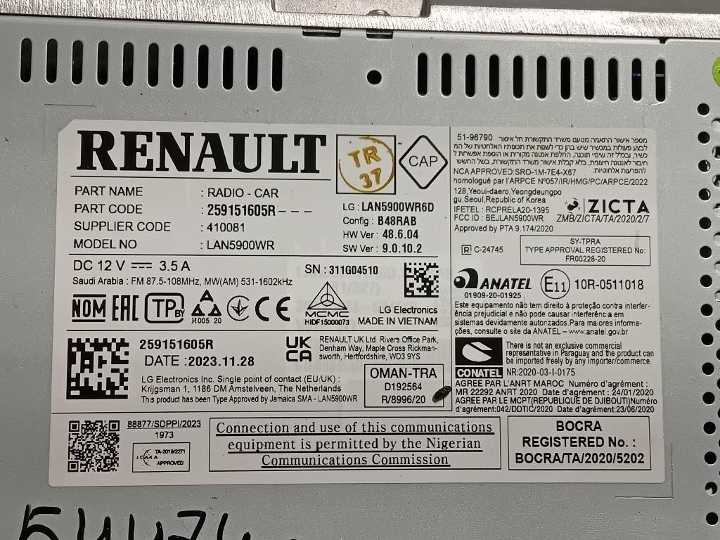 Unità Autoradio 25915160R Dacia Duster II 2021