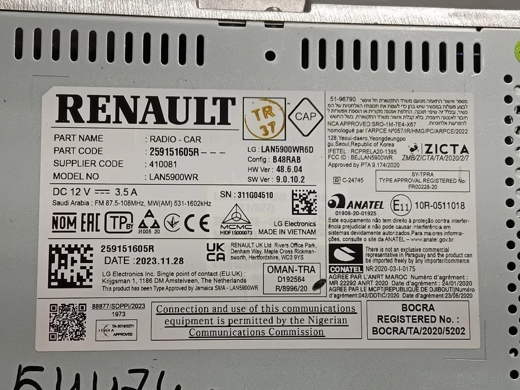 Unità Autoradio 25915160R Dacia Duster II 2021