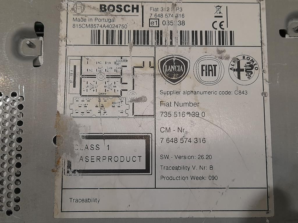 Unità Autoradio 7648574316 Fiat 500 II 2008