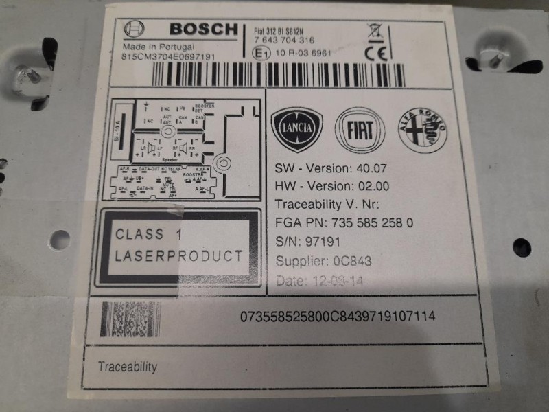 Unità Autoradio 735585258 Fiat 500 II 2008