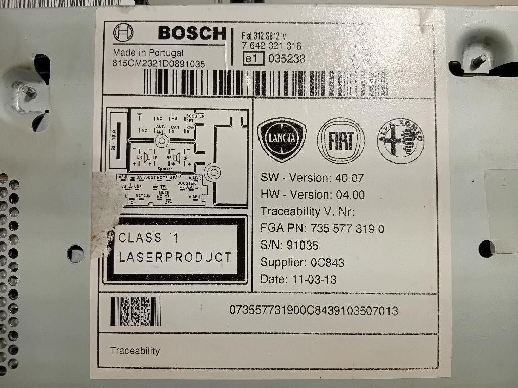 Unità Autoradio 7642321316 Fiat 500 II 2015