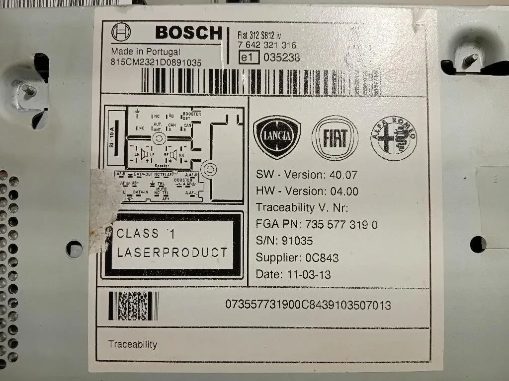 Unità Autoradio 7642321316 Fiat 500 II 2015